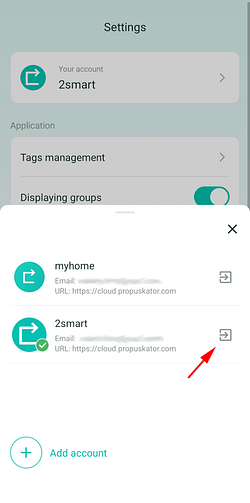 Logging in to multiple ACS Propuskator accounts in one smartphone