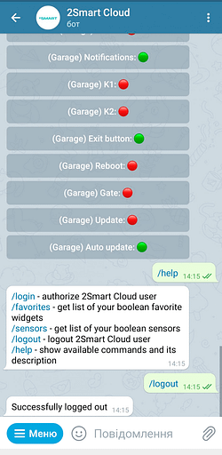 Telegram бот 2Smart Cloud